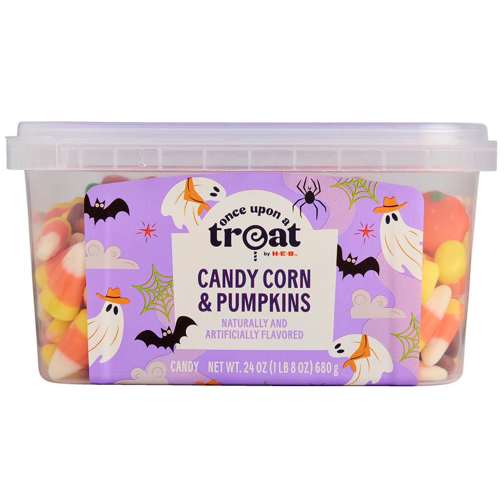 Once Upon a Treat by H-E-B Candy Corn & Pumpkin Autumn Mix Tub, 24 oz