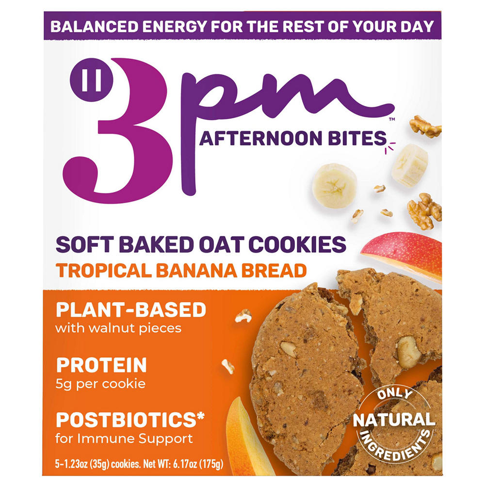 3PM Afternoon Bites Soft Baked Oat Cookies - Tropical Banana Bread, 6.17 oz