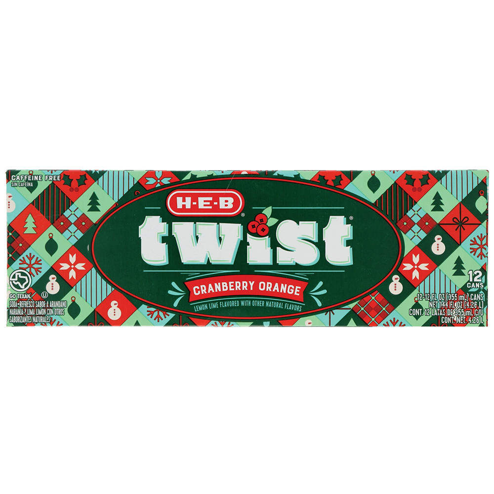 H-E-B Twist Cranberry Orange Lemon Lime Soda 12 pk Cans, 12 oz