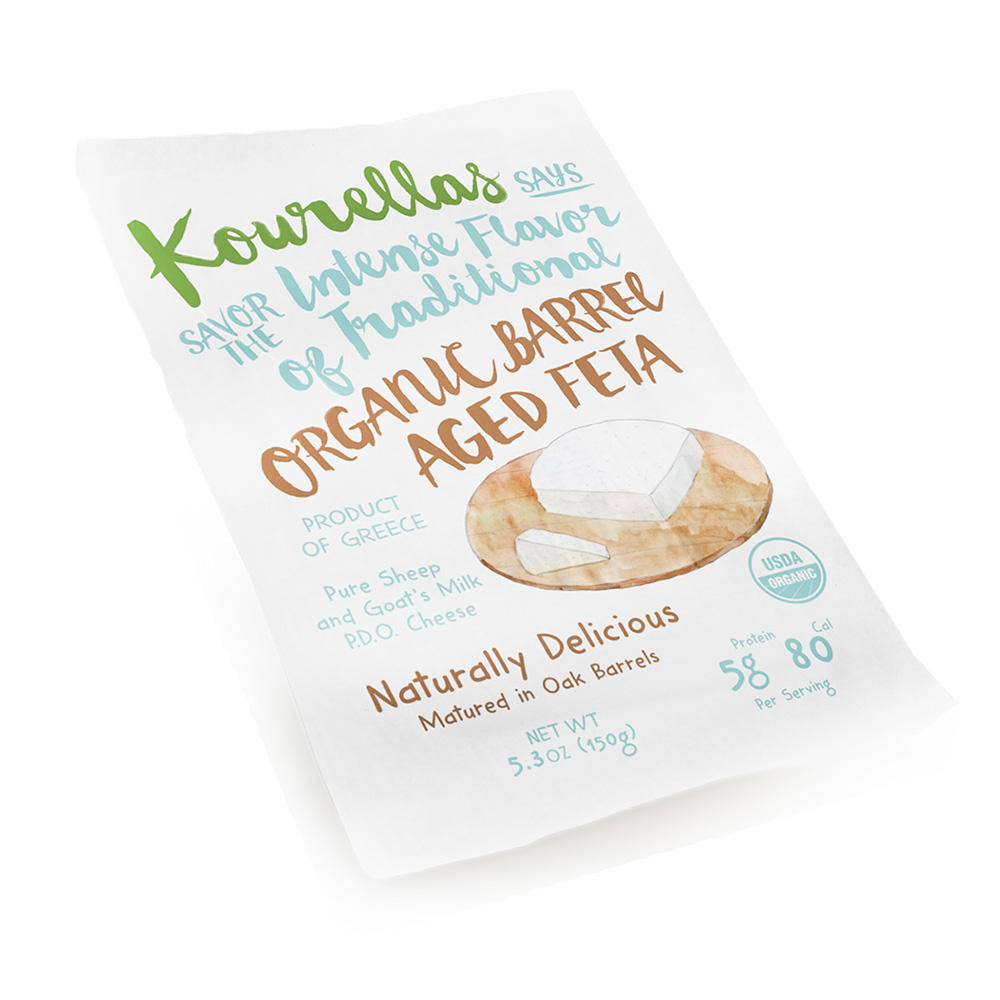 Kourellas Organic Barrel Aged Feta Cheese, 5.3 oz