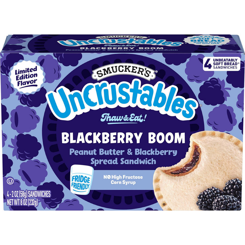 Smucker's Uncrustables Blackberry Boom Frozen Sandwiches, 4 ct