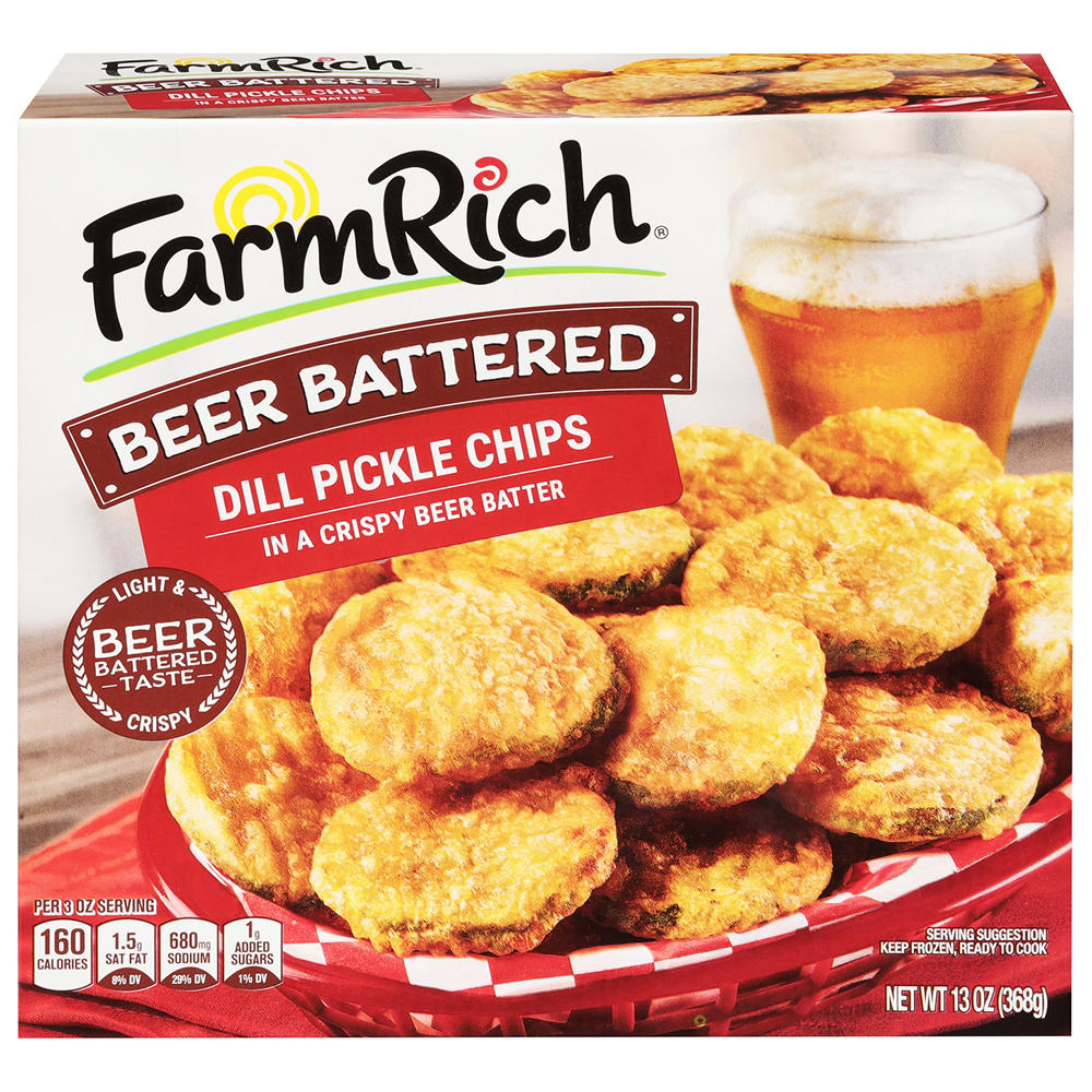 Farm Rich Beer Battered Dill Pickle Chips, 13 oz