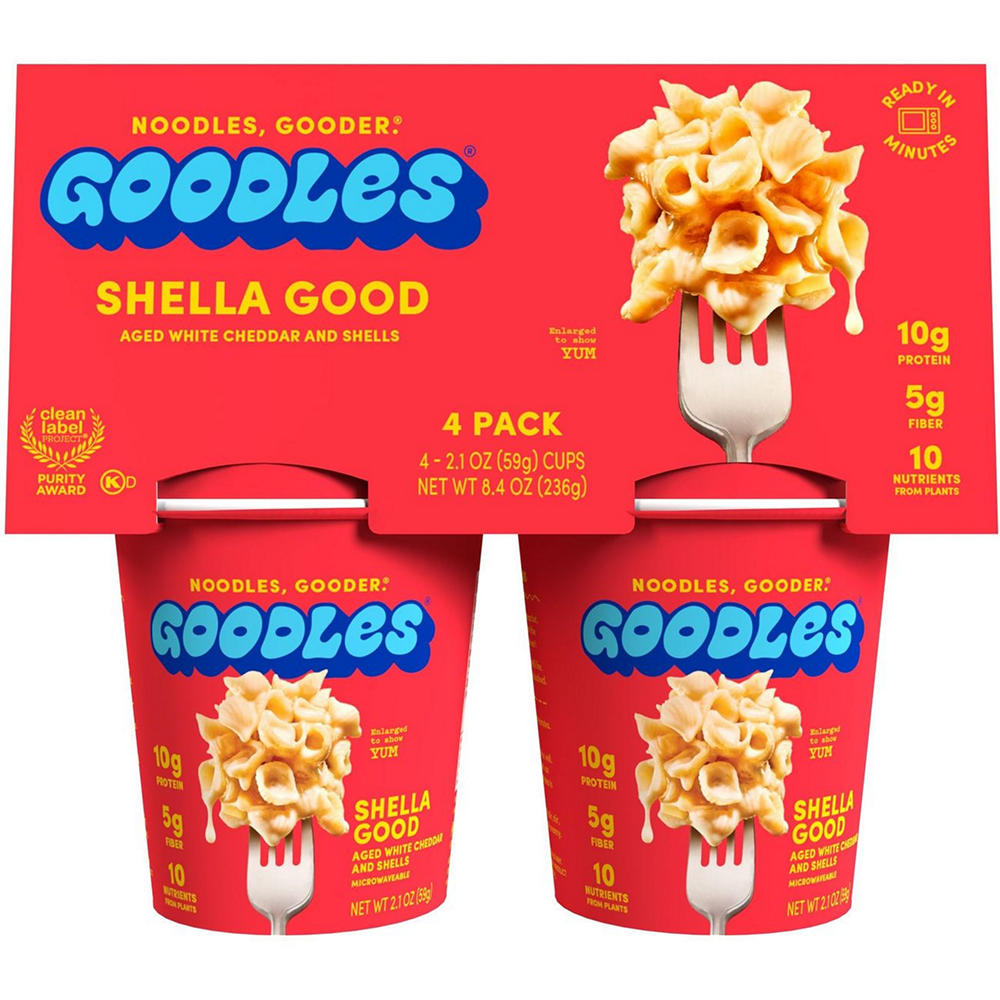 Goodles 10g Protein Shella Good Aged White Cheddar with Shells Cups, 4 ct
