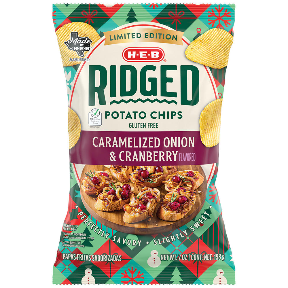 H-E-B Ridged Potato Chips - Caramelized Onion & Cranberry, 7 oz