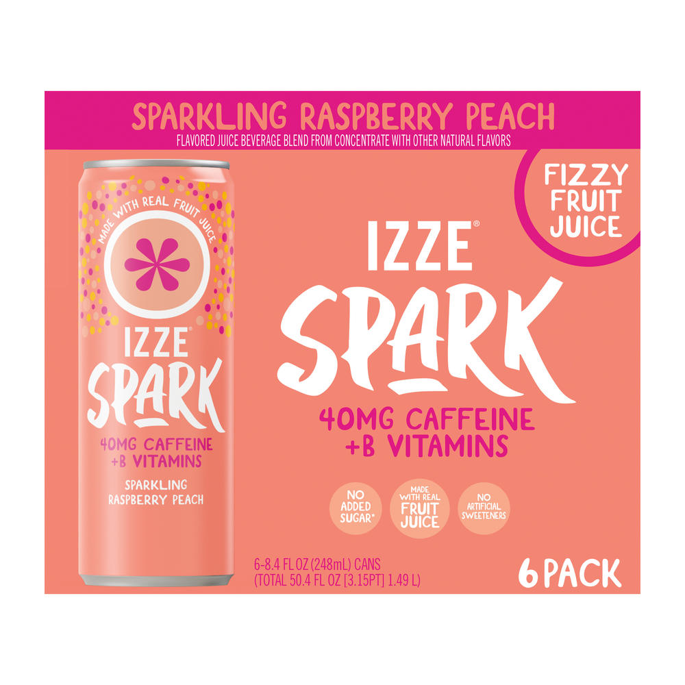 Izze Spark - Sparkling Raspberry Peach 6 pk Cans, 8.4 oz
