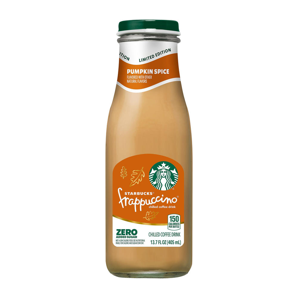 Starbucks Zero Added Sugar Pumpkin Spice Frappuccino Chilled Coffee Drink, 13.7 oz