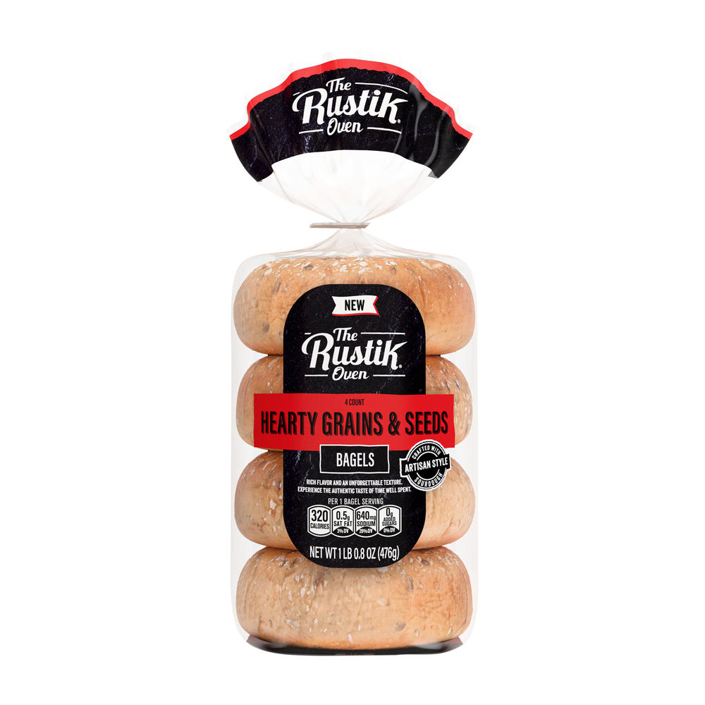 The Rustik Oven Hearty Grains & Seeds Bagels, 4 ct