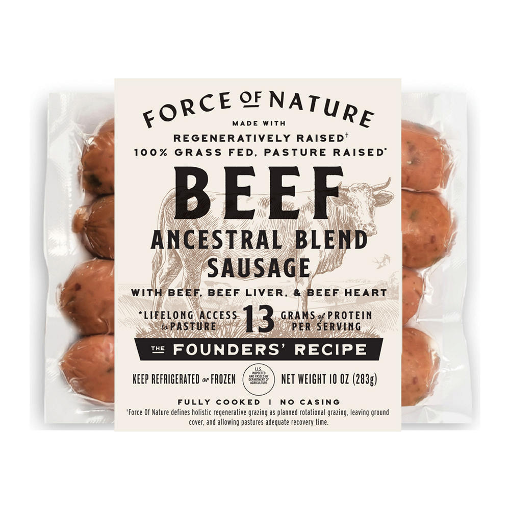 Force Of Nature Grass Fed Beef Sausage - Ancestral Blend, 10 oz