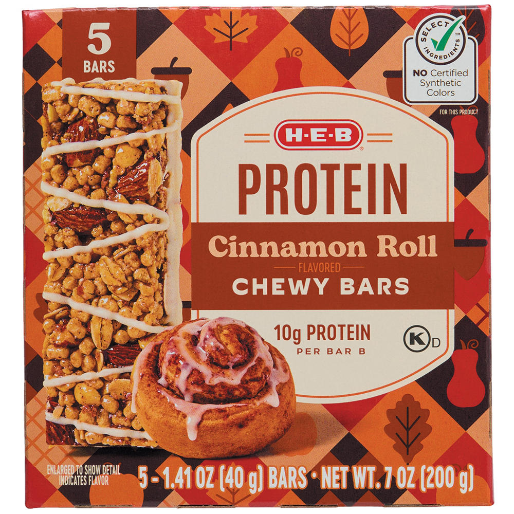 H-E-B Protein Cinnamon Roll Chewy Bars, 5 ct