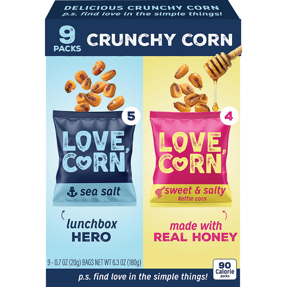 LOVE CORN Crunchy Corn Snack Variety Multipack, 9 ct