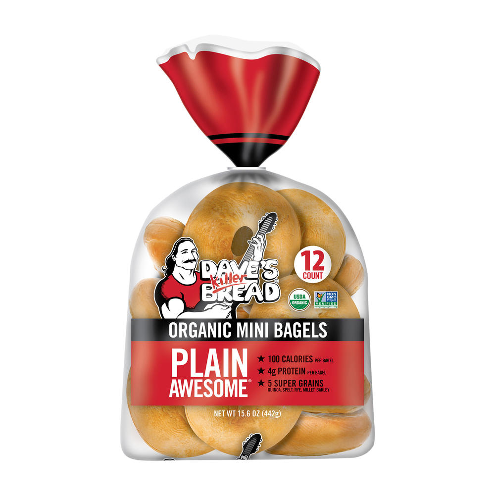 Dave's Killer Bread Organic Mini Bagels Plain Awesome, 12 ct