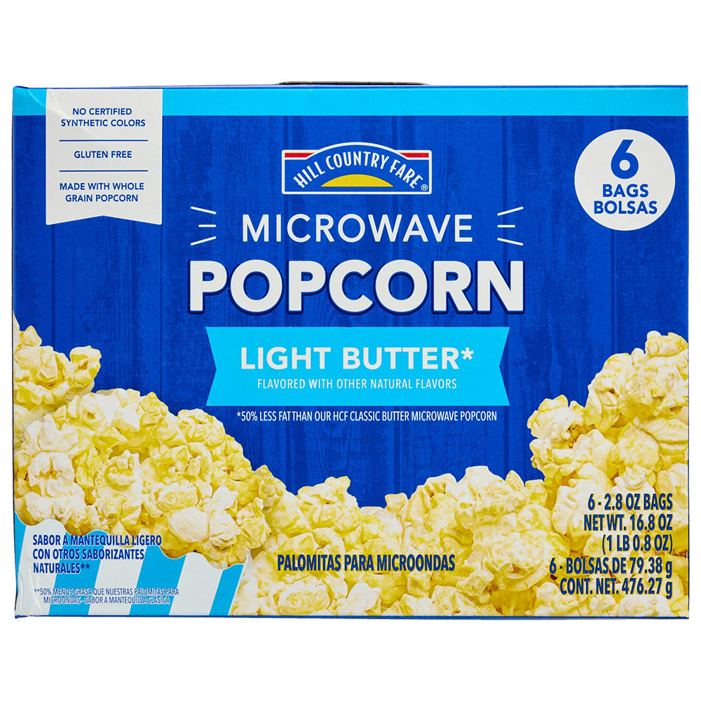 Hill Country Fare Light Butter Microwave Popcorn Bags, 6 ct
