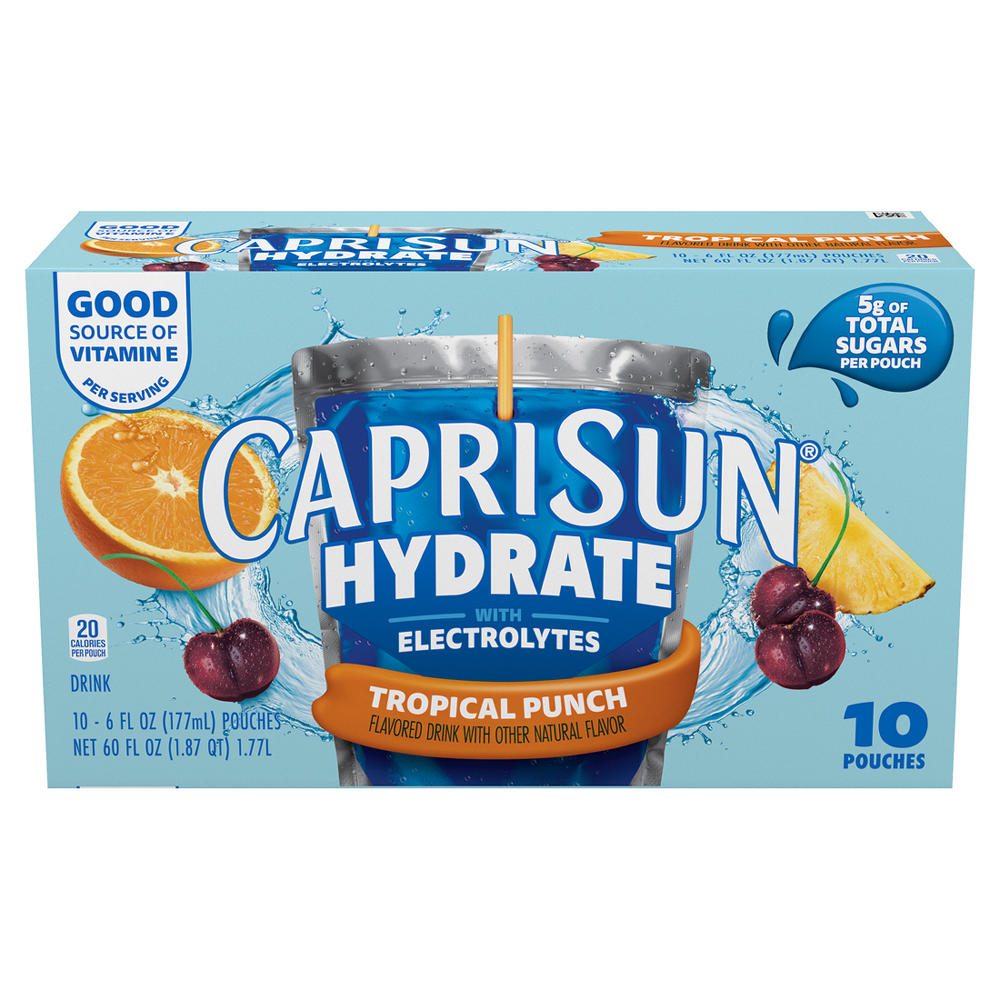 Capri Sun Hydrate with Electrolytes Tropical Punch Drink Pouches, 10 pk, 6 oz