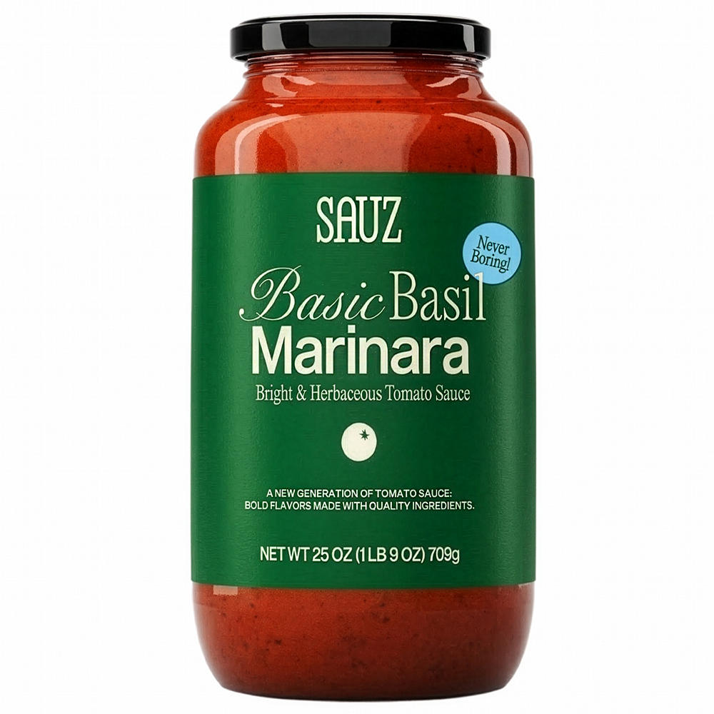 Sauz Basic Basil Marinara Sauce, 25 oz