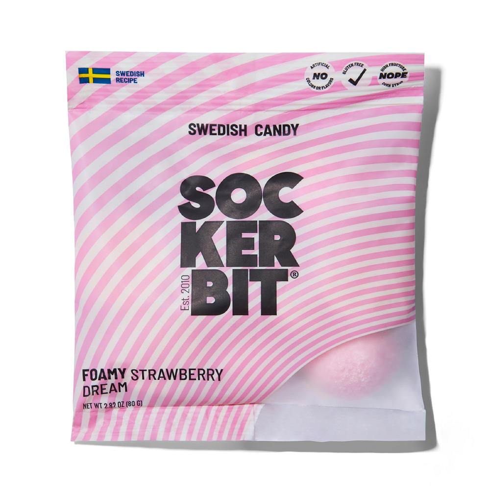 Sockerbit Foamy Strawberry Dream Swedish Candy Gummies, 2.82 oz