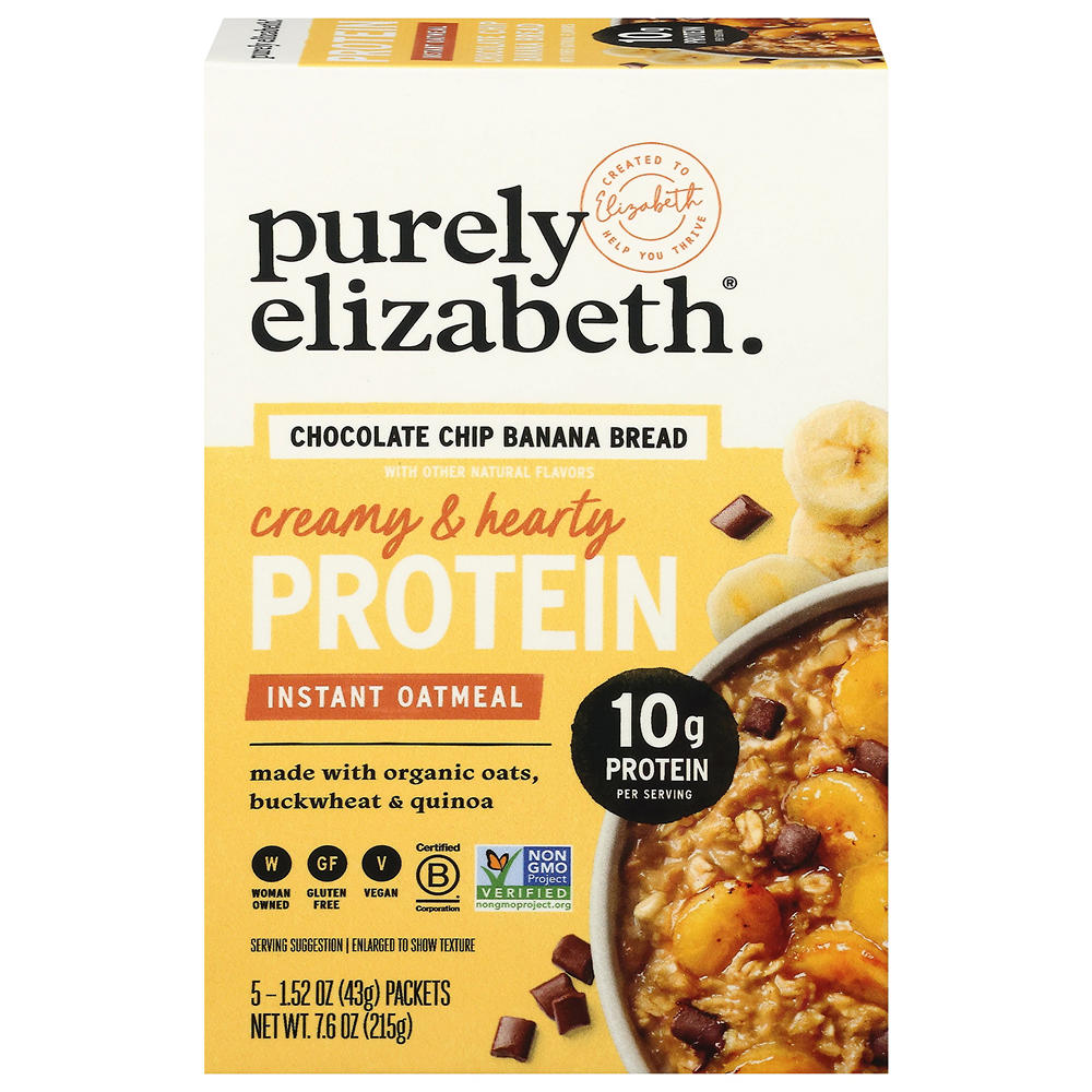 Purely Elizabeth Chocolate Chip Banana Bread Instant Oatmeal, 5 ct, 1.52oz