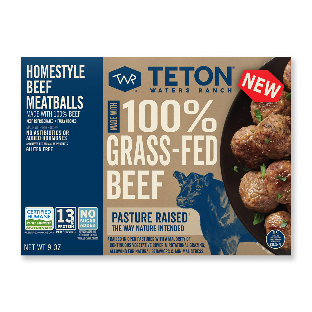 Teton Waters Ranch Grass-Fed Homestyle Beef Meatballs, 9 oz