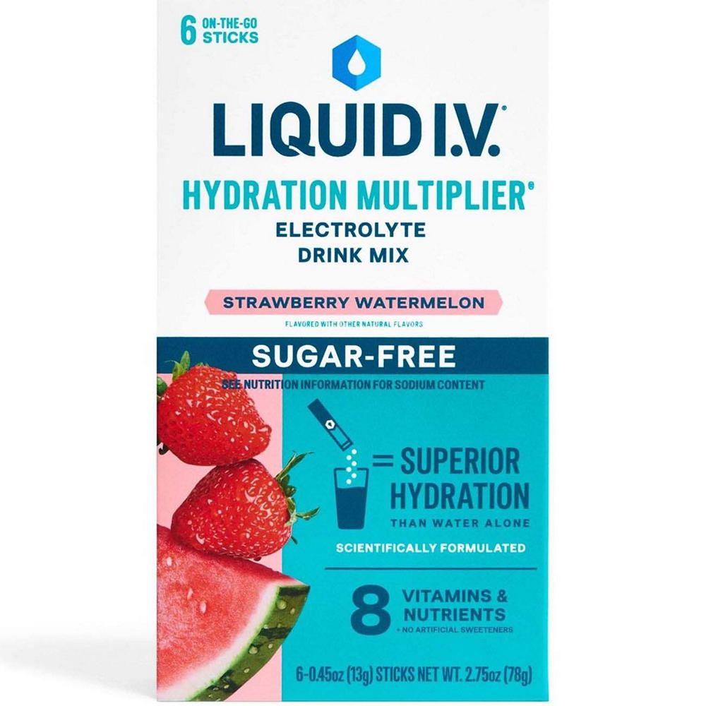 Liquid I.V. Sugar Free Hydration Multiplier Electrolyte Drink Mix Sticks - Strawberry Watermelon, 6 ct