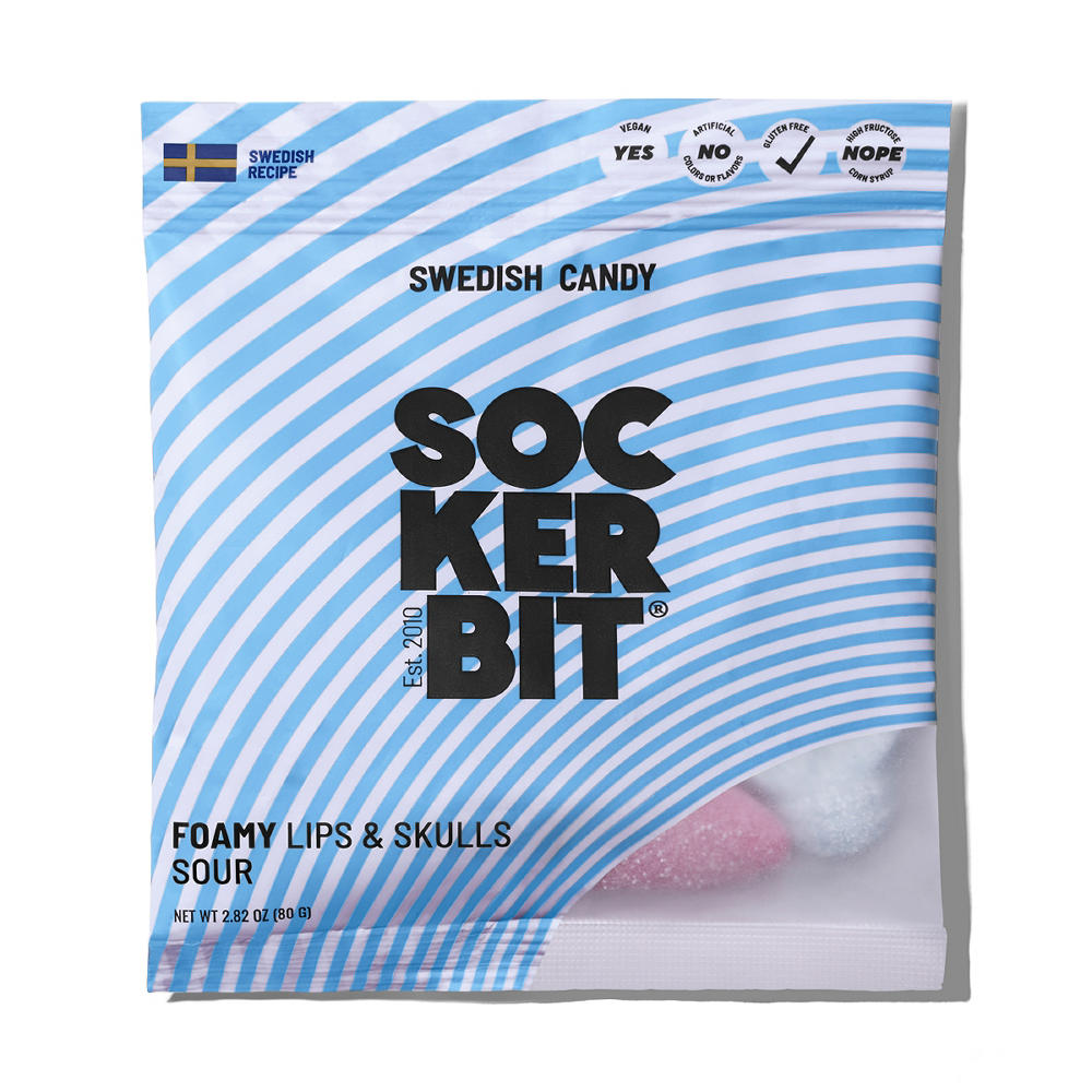 Sockerbit Foamy Sour Lips & Skulls Gummies, 2.82 oz