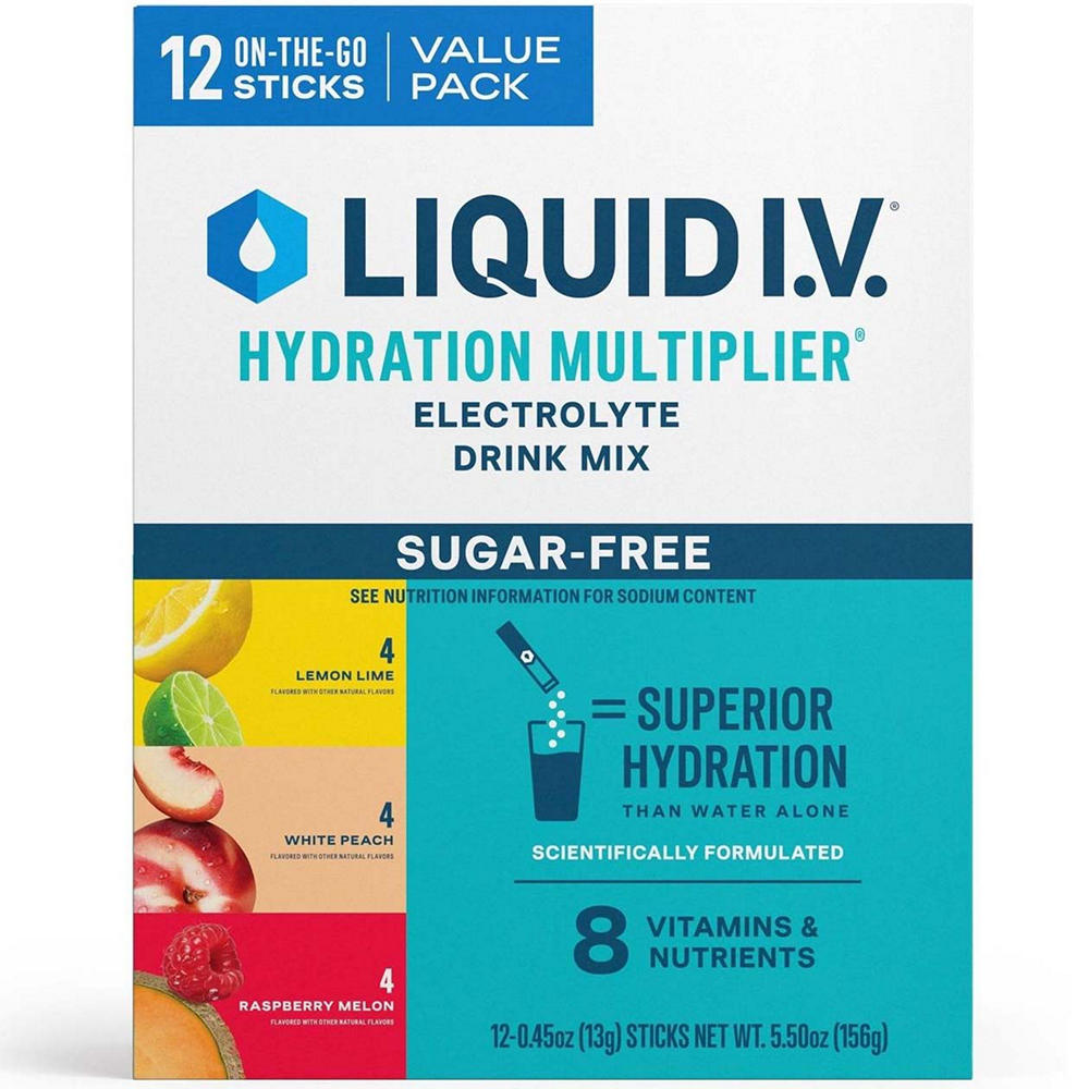 Liquid I.V. Sugar Free Hydration Multiplier Electrolyte Drink Mix Sticks - Variety Pack, 12 ct