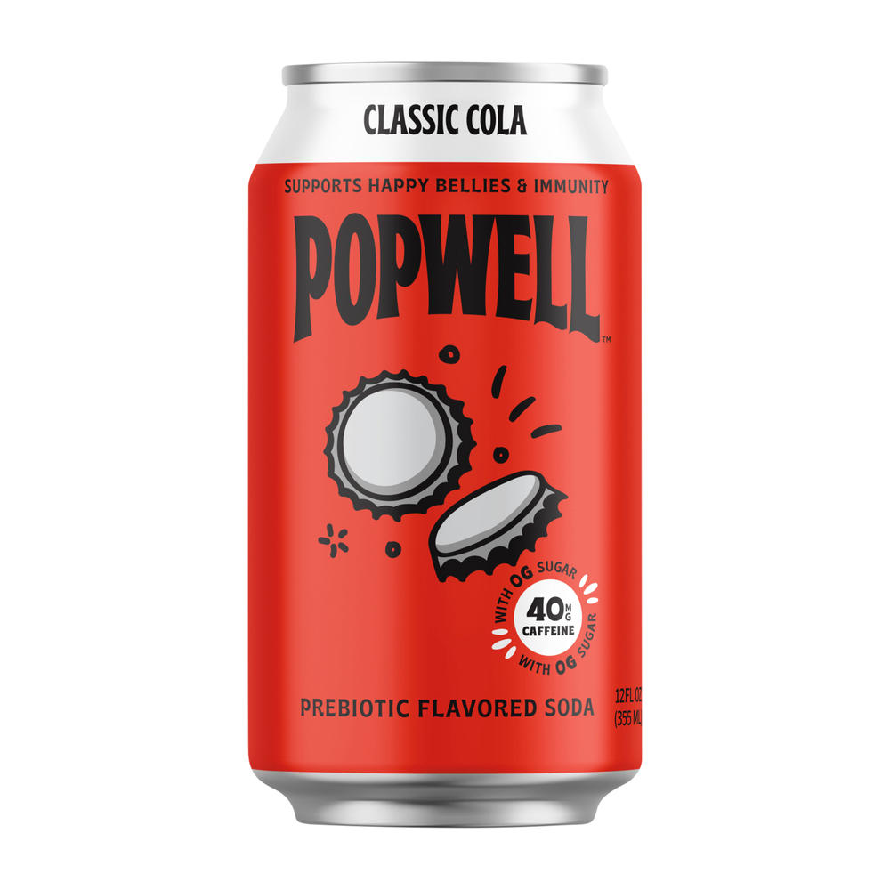 Popwell Prebiotic Soda - Classic Cola, 12 oz