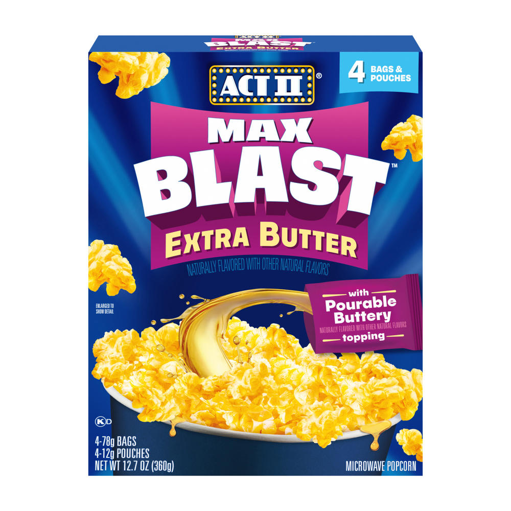 ACT II Max Blast Extra Butter Microwave Popcorn Bags, 4 ct