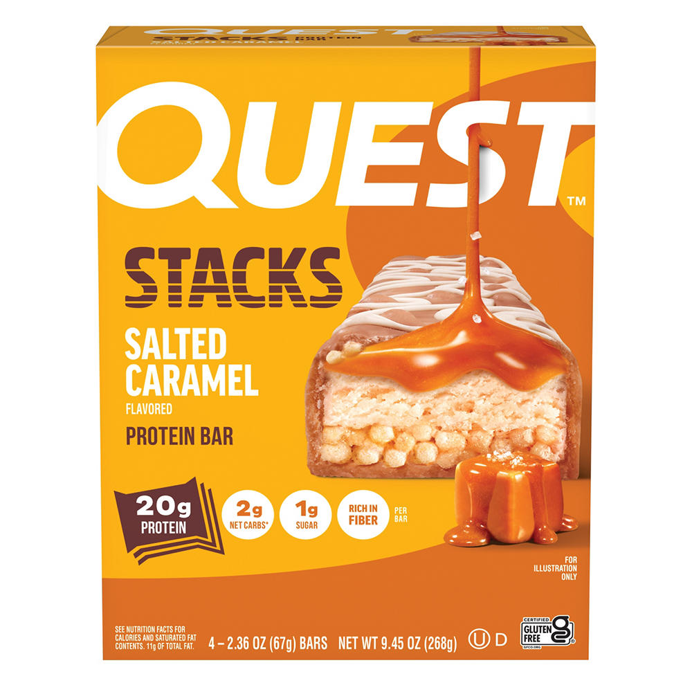 Quest Stacks Protein Bar Salted Caramel, 4 ct