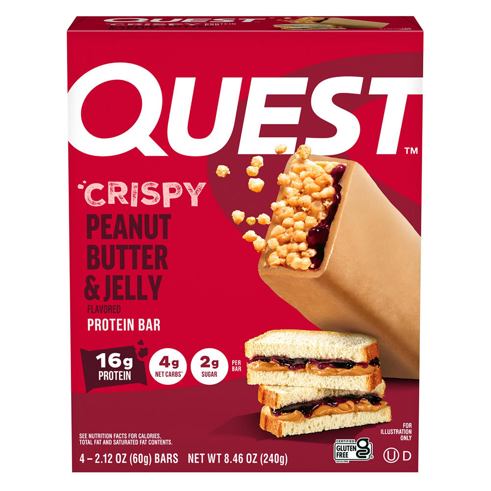 Quest Crispy Protein Bar Peanut Butter & Jelly, 4 ct
