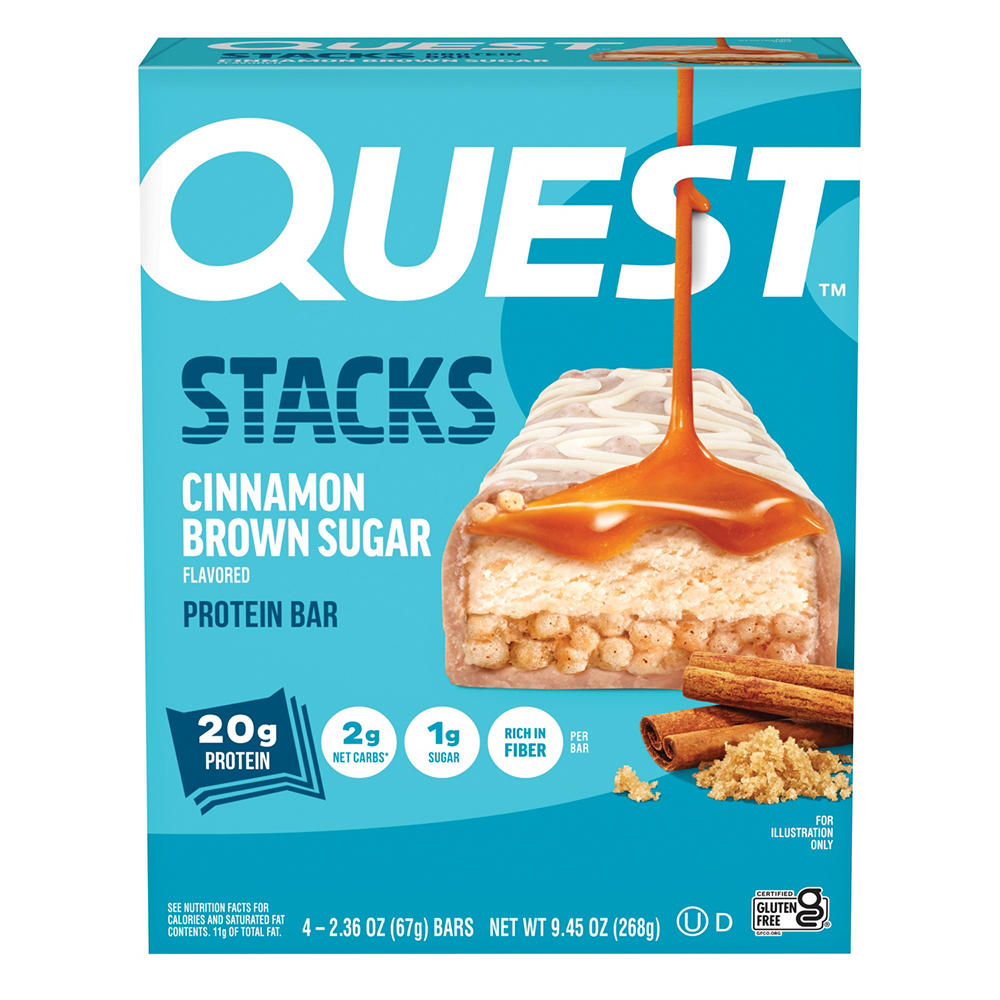 Quest Stacks Protein Bar Cinnamon Brown Sugar, 4 ct
