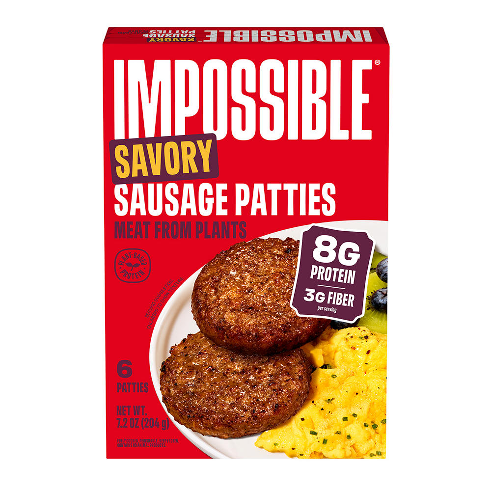 Impossible Savory Sausage Patties from Plants, 6 ct