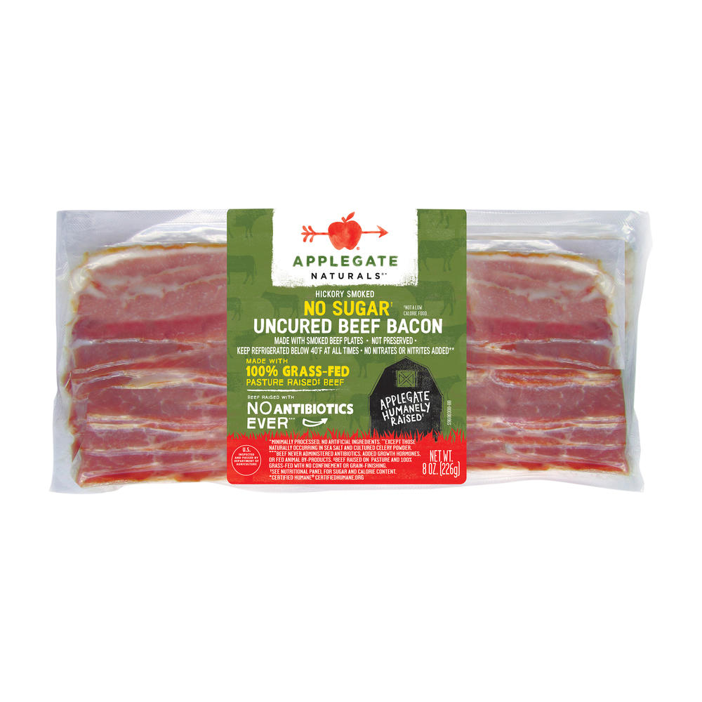 Applegate Uncured Beef Bacon - No Sugar, 8 oz