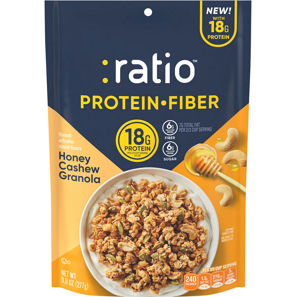 :ratio 18g Protein Fiber Granola - Honey Cashew , 9.8 oz