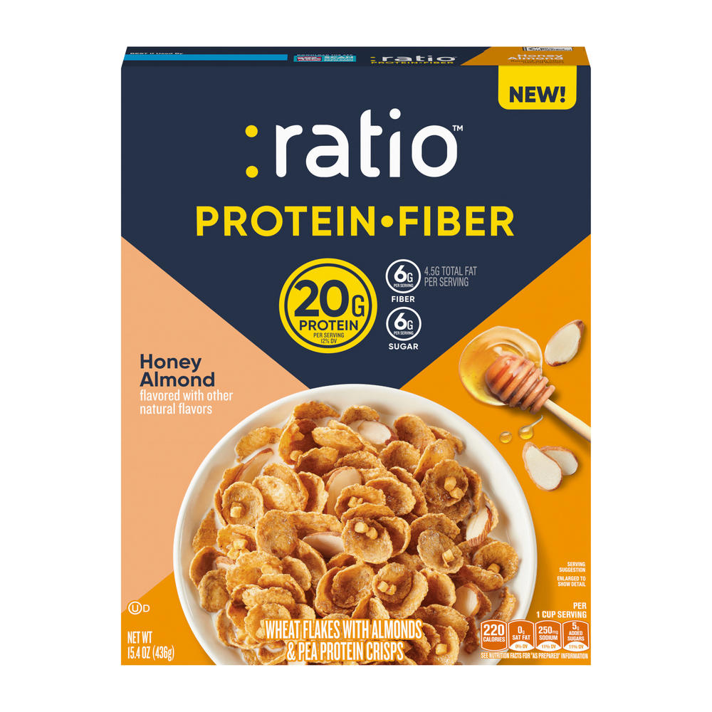 :ratio Protein Fiber Honey Almond Cereal, 15.4 oz