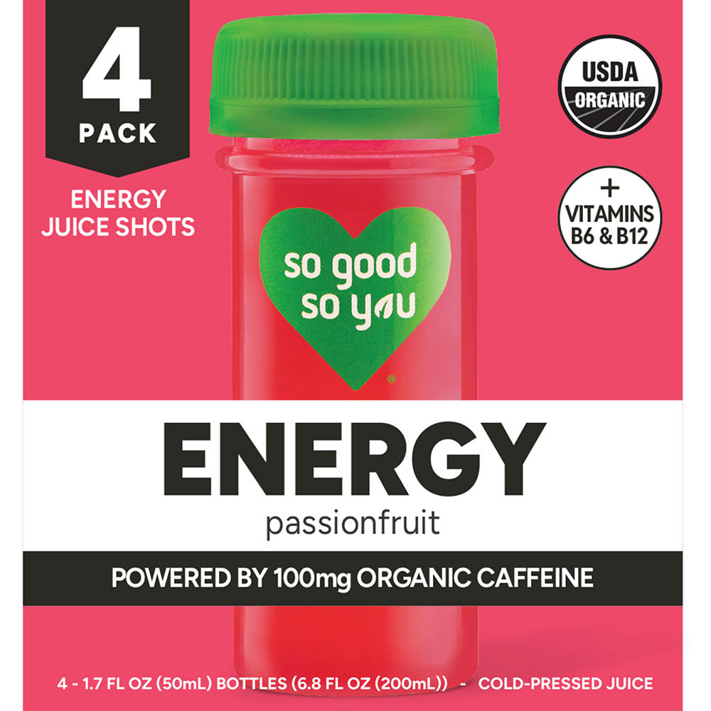 So Good So You Energy Juice Shot - Passionfruit, 4 pack