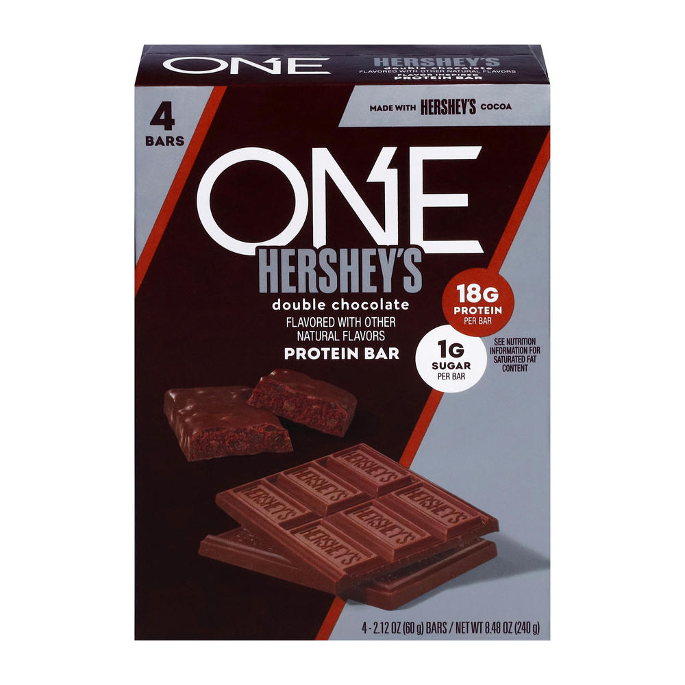 One Hershey's Double Chocolate Protein Bars, 4 ct