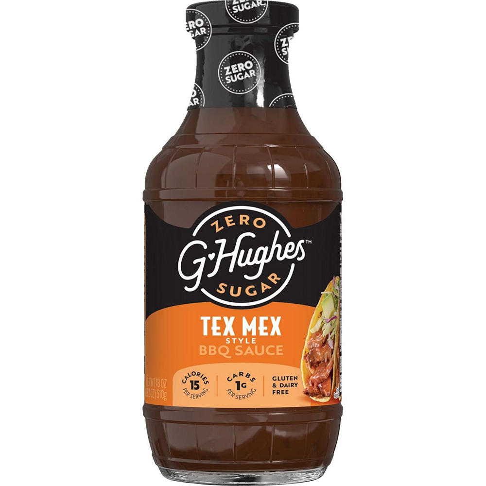 G Hughes Smokehouse Zero Sugar Tex Mex Style BBQ Sauce, 18 oz