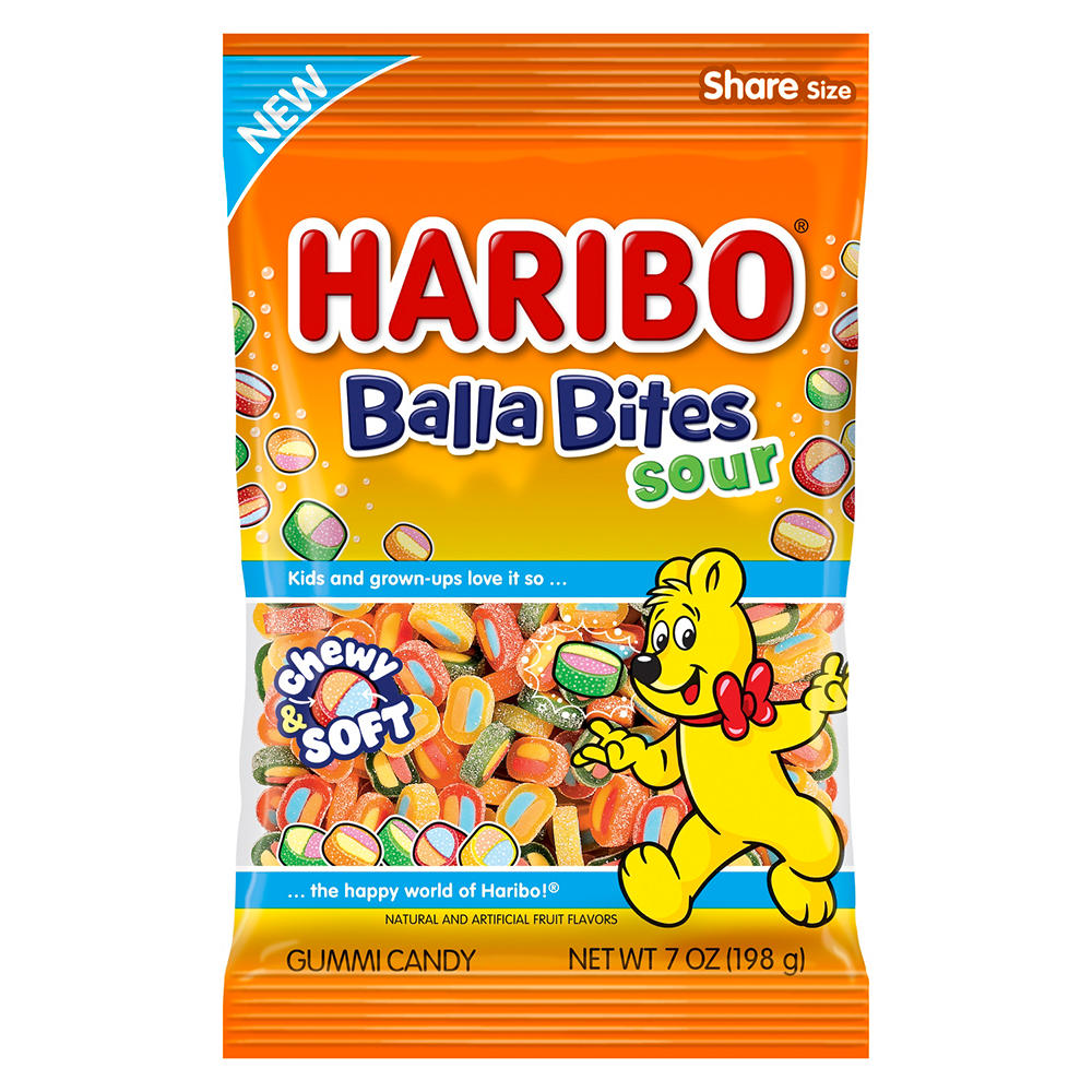 Haribo Balla Bites Sour Gummi Candy, 7 oz