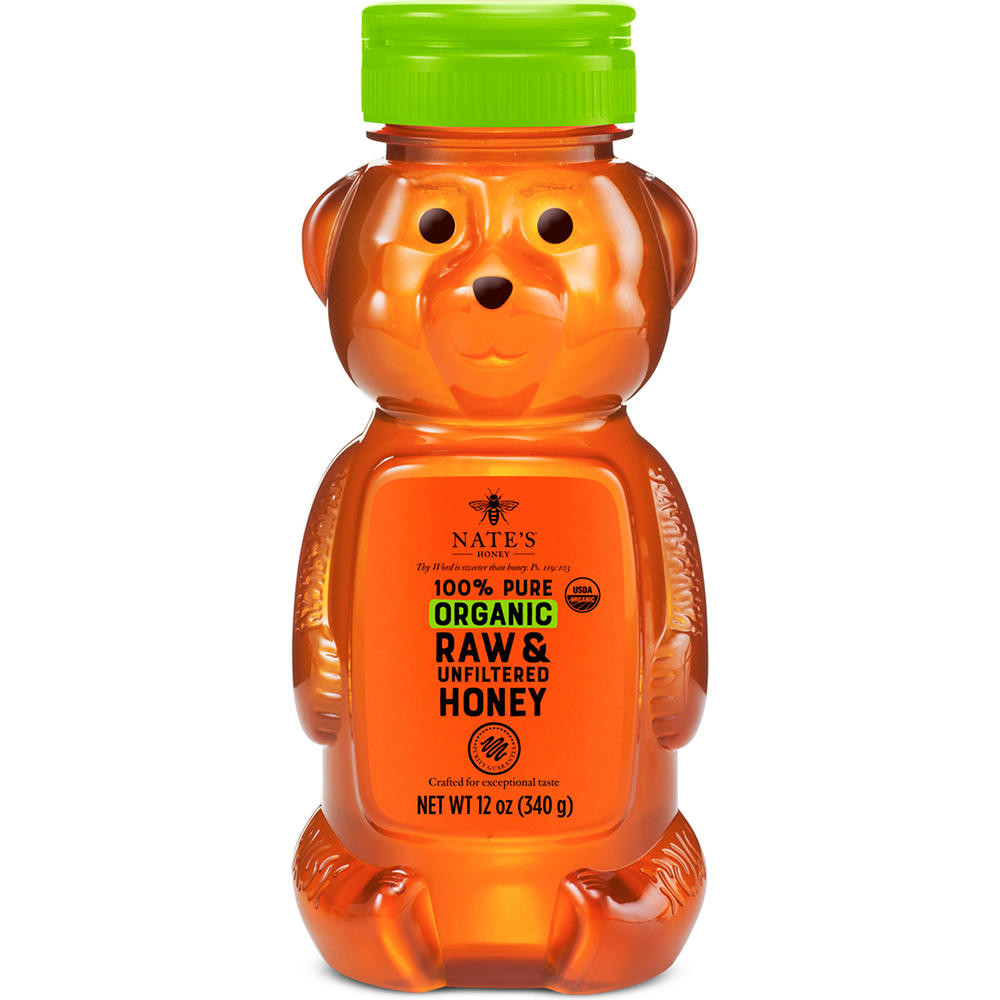 Nate's Honey 100% Pure Organic Raw & Unfiltered Honey, 12 oz