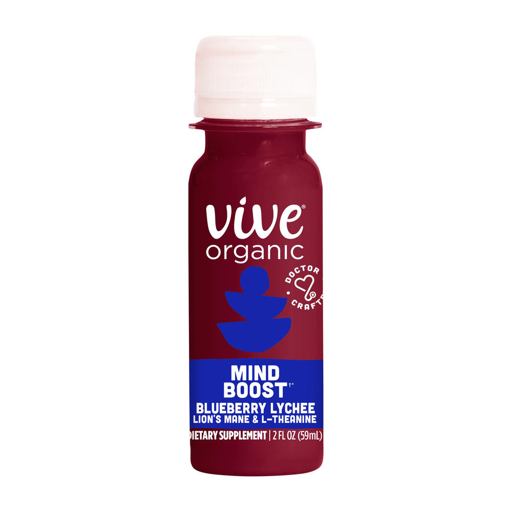 Vive Organic Mind Boost Juice Shot - Blueberry Lychee, 2 fl oz