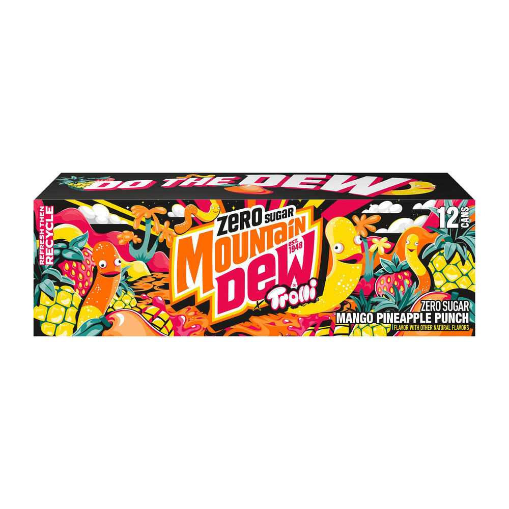 Mountain Dew Zero Sugar Trolli Mango Pineapple Punch Soda 12 pk Cans, 12 oz