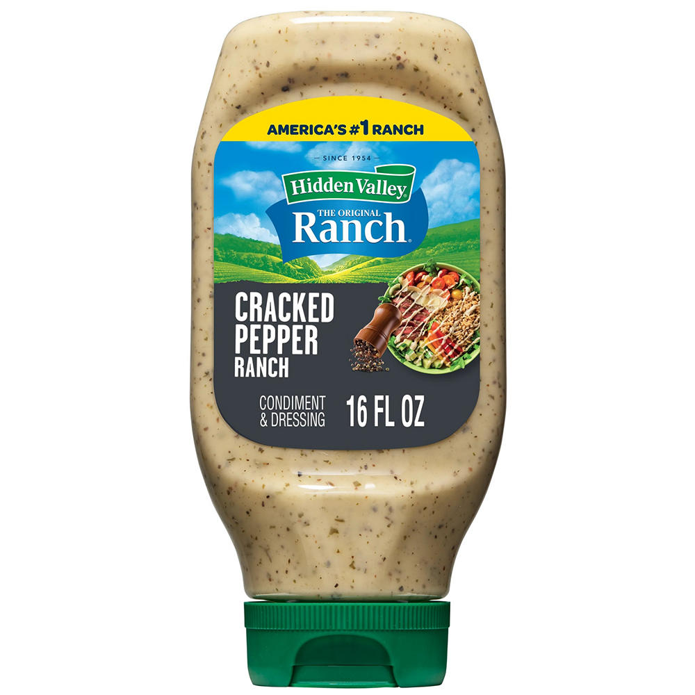 Hidden Valley Original Cracked Pepper Ranch Condiment and Dressing Easy Squeeze Bottle, 16 oz