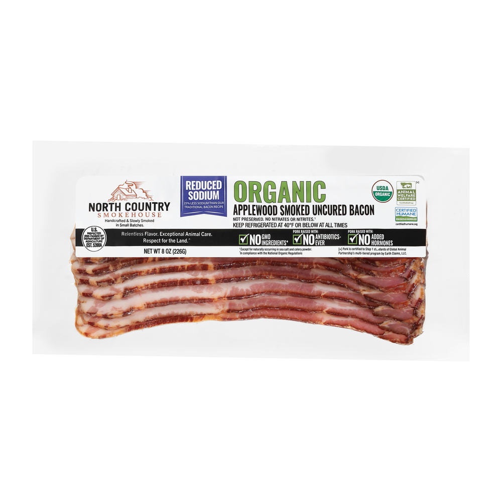 North Country Smokehouse Organic Applewood Smoked Bacon - Reduced Sodium , 8 oz