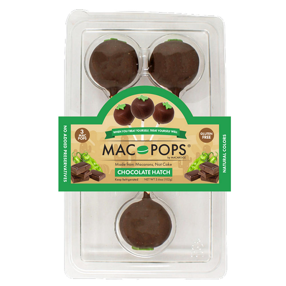 Macarooz Chocolate Hatch Chile Macaron Cake Mac Pops, 3 ct
