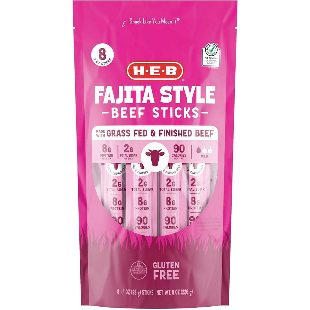 H-E-B Fajita Style Beef Sticks, 8 ct