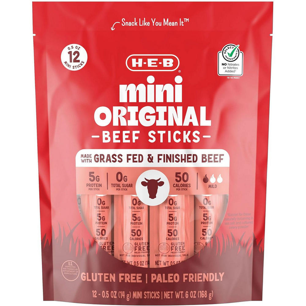 H-E-B Mini Original Beef Mini Sticks, 12 ct