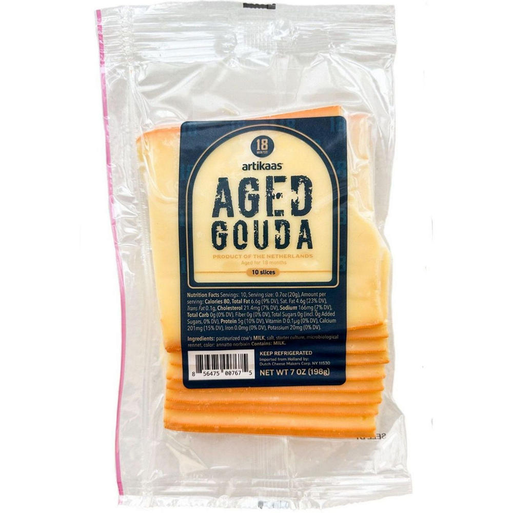 artikaas Aged 18 Months Gouda Cheese Slices, 10 ct