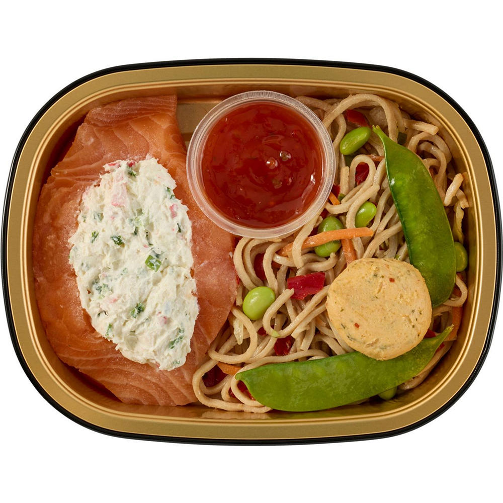 Meal Simple by H-E-B Salmon Stuffed Rangoon with Asian Noodles, 12 oz