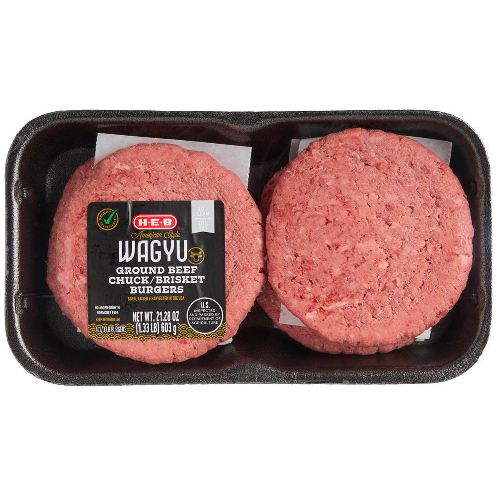 H-E-B Wagyu Chuck Brisket Burgers, 21.28 oz