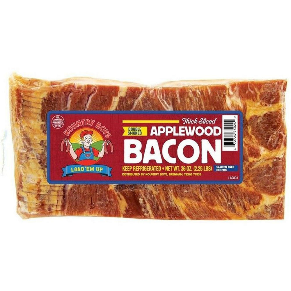 Kountry Boys Thick Sliced Applewood Bacon, 36 oz