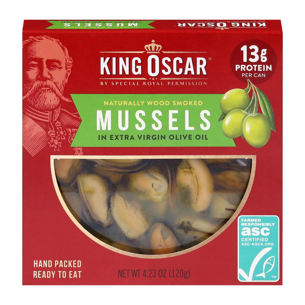 King Oscar Smoked Mussels In Extra Virgin Olive Oil, 4.23 oz